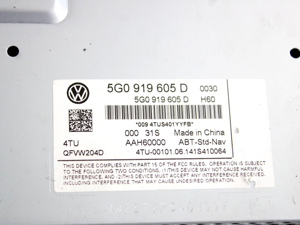 5G0919605D DISPLAY SISTEMA DI NAVIGAZIONE SATELLITARE VOLKSWAGEN GOLF 7 1.6 D 81KW 6M 5P (2014) RICAMBIO USATO