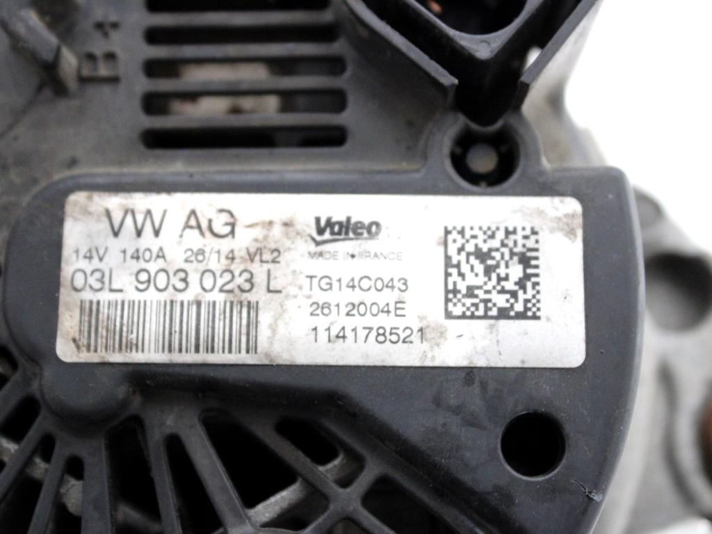 03L903023L ALTERNATORE VOLKSWAGEN GOLF 7 1.6 D 81KW 6M 5P (2014) RICAMBIO USATO