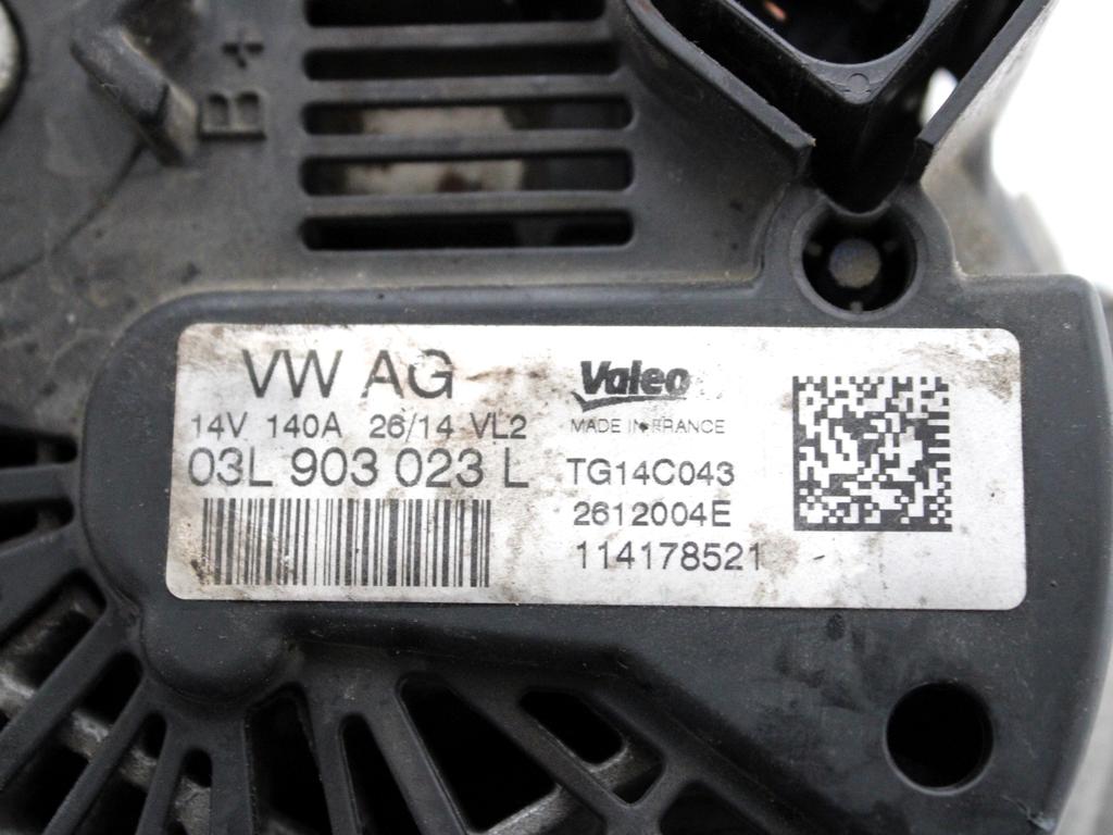 03L903023L ALTERNATORE VOLKSWAGEN GOLF 7 1.6 D 81KW 6M 5P (2014) RICAMBIO USATO