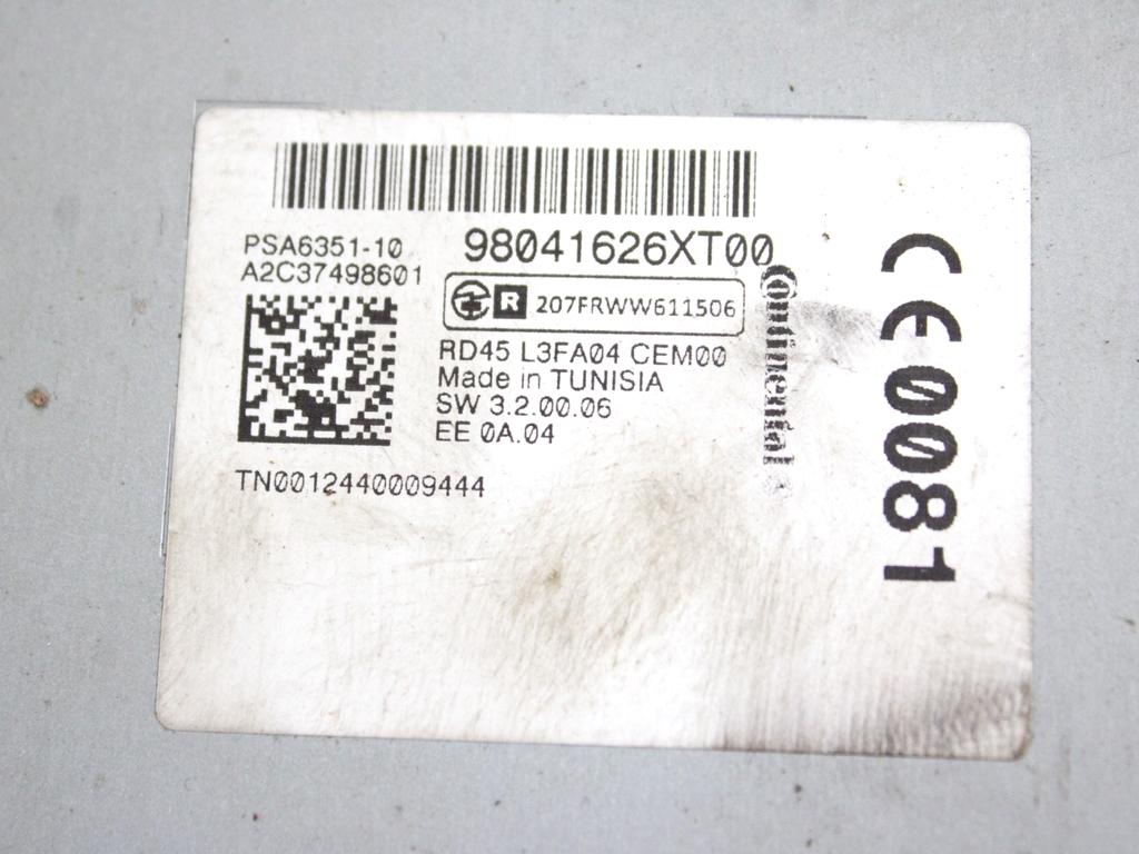 98041626XT AUTORADIO PEUGEOT 5008 1.6 D 84KW (2013) RICAMBIO USATO