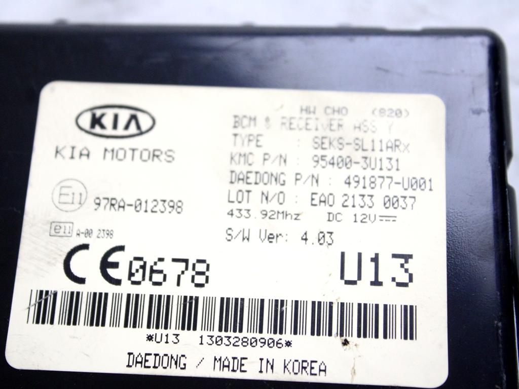 39120-2A052 KIT ACCENSIONE AVVIAMENTO KIA SPORTAGE 1.7 D 85KW 6M 5P (2013) RICAMBIO USATO CON CENTRALINA MOTORE, BLOCCETTI ACCENSIONE APERTURA COIN CHIAVE 91950-3W030 95400-3U131 94003-3U015 0281019640