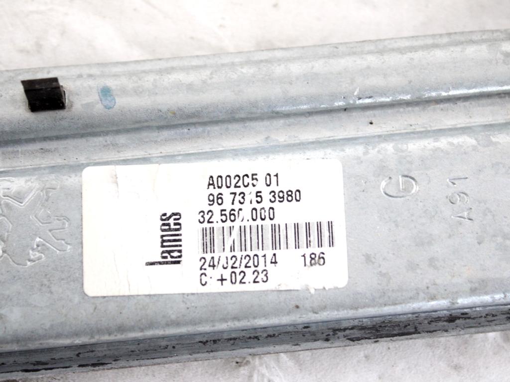 9673153980 MECCANISMO ALZA-VETRO ALZA-CRISTALLO PORTA POSTERIORE SINISTRA MANUALE PEUGEOT 208 1.4 D 50KW 5M 5P (2014) RICAMBIO USATO
