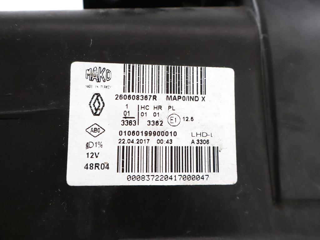 260608367R FARO FANALE ANTERIORE SINISTRO RENAULT NEW CLIO 1.2 B 54KW 5M 5P (2018) RICAMBIO USATO 