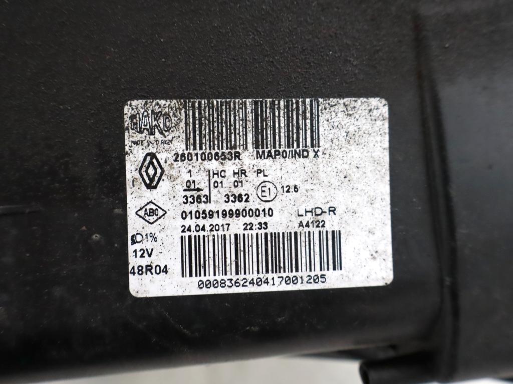 260100653R FARO FANALE ANTERIORE DESTRO RENAULT NEW CLIO 1.2 B 54KW 5M 5P (2018) RICAMBIO USATO SUPPORTI DANNETGGIATI