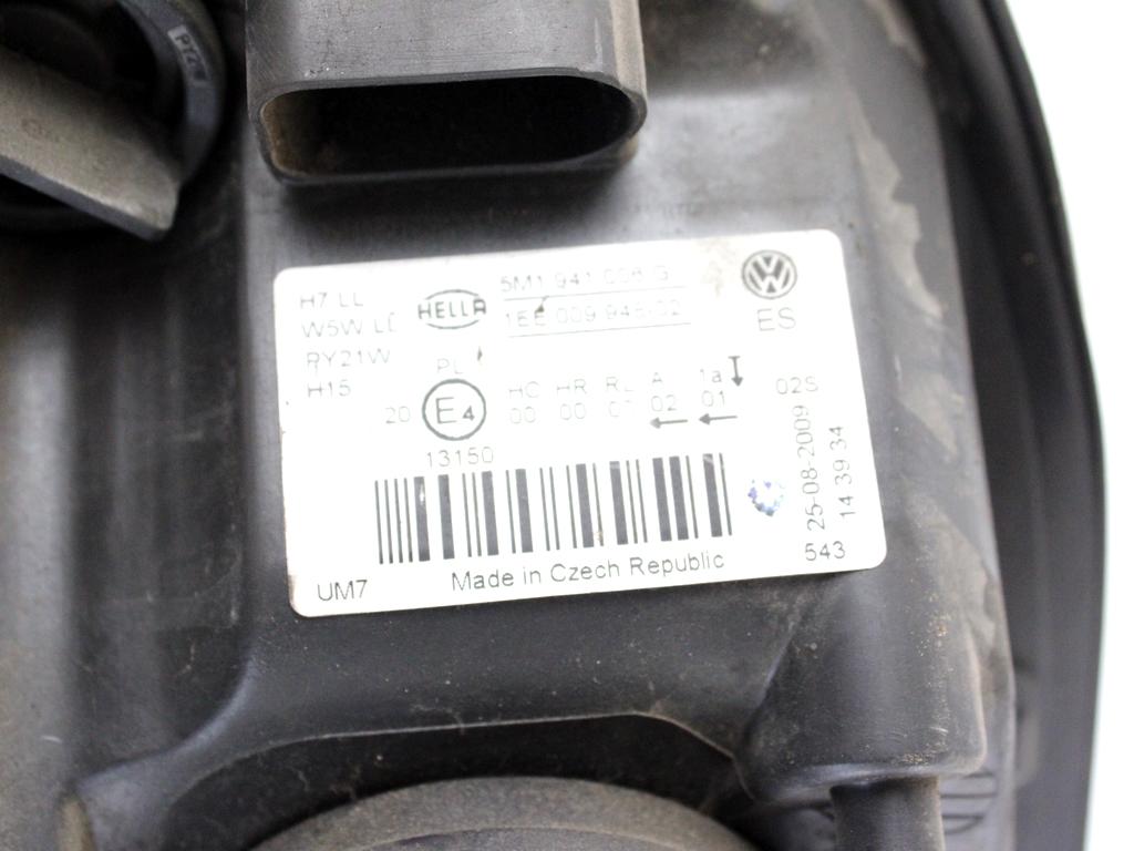 5M1941006G FARO FANALE ANTERIORE DESTRO VOLKSWAGEN GOLF PLUS 1.4 B 90KW 6M 5P (2009) RICAMBIO USATO