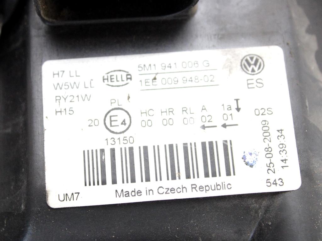 5M1941006G FARO FANALE ANTERIORE DESTRO VOLKSWAGEN GOLF PLUS 1.4 B 90KW 6M 5P (2009) RICAMBIO USATO