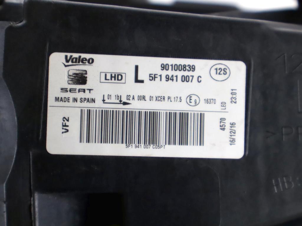 5F1941007C FARO FANALE ANTERIORE SINISTRO SEAT LEON ST SW 1.4 M 81KW 6M 5P (2015) RICAMBIO USATO SUPPORTI DANNEGGIATI