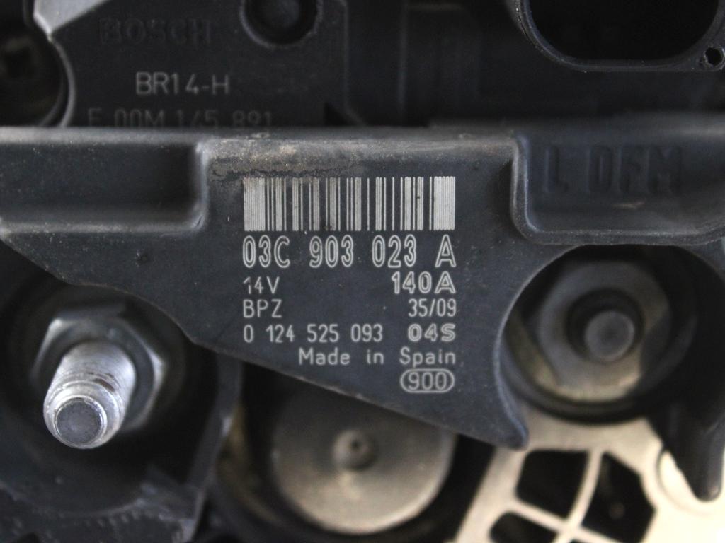 03C903023A ALTERNATORE VOLKSWAGEN GOLF PLUS 1.4 B 90KW 6M 5P (2009) RICAMBIO USATO
