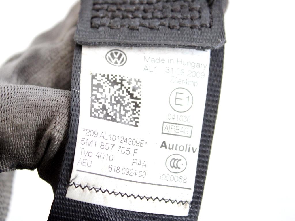 5M1857705F CINTURA DI SICUREZZA ANTERIORE SINISTRA CON PRETENSIONATORE VOLKSWAGEN GOLF PLUS 1.4 B 90KW 6M 5P (2009) RICAMBIO USATO