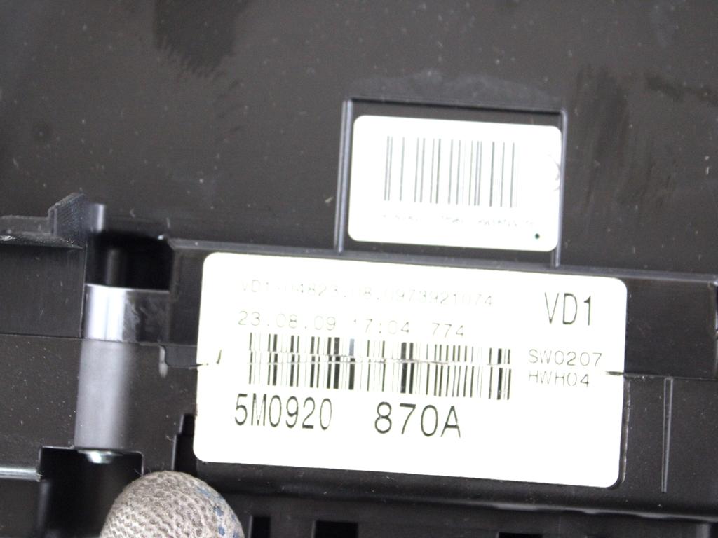 03C906016 KIT ACCENSIONE AVVIAMENTO VOLKSWAGEN GOLF PLUS 1.4 B 90KW 6M 5P (2009) RICAMBIO USATO CON CENTRALINA MOTORE, QUADRO STRUMENTI CONTACHILOMETRI, BLOCCHETTI ACCENSIONE APERTURA CON DOPPIA CHIAVE 1K0905851B 1K0937086C 5M0920882X