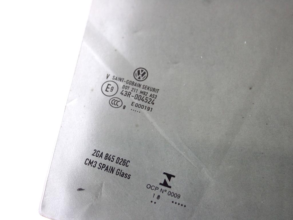 2GA845026G VETRO SCENDENTE PORTA POSTERIORE DESTRA OSCURATO VOLKSWAGEN T-ROC 1.0 B 85KW 6M 5P (2018) RICAMBIO USATO