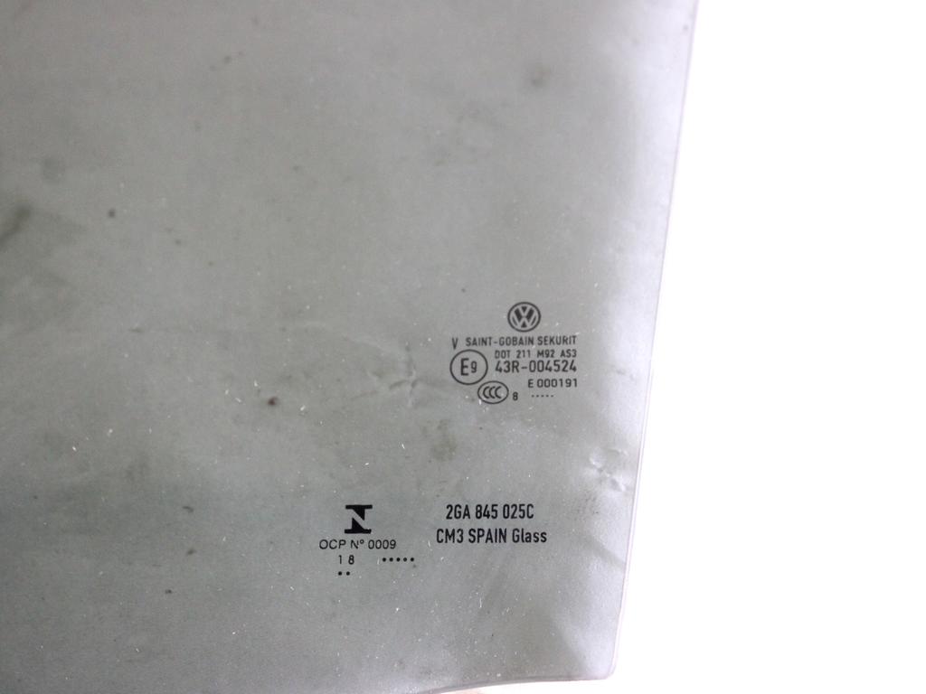 2GA845025G VETRO SCENDENTE PORTA POSTERIORE SINISTRA OSCURATO VOLKSWAGEN T-ROC 1.0 B 85KW 6M 5P (2018) RICAMBIO USATO