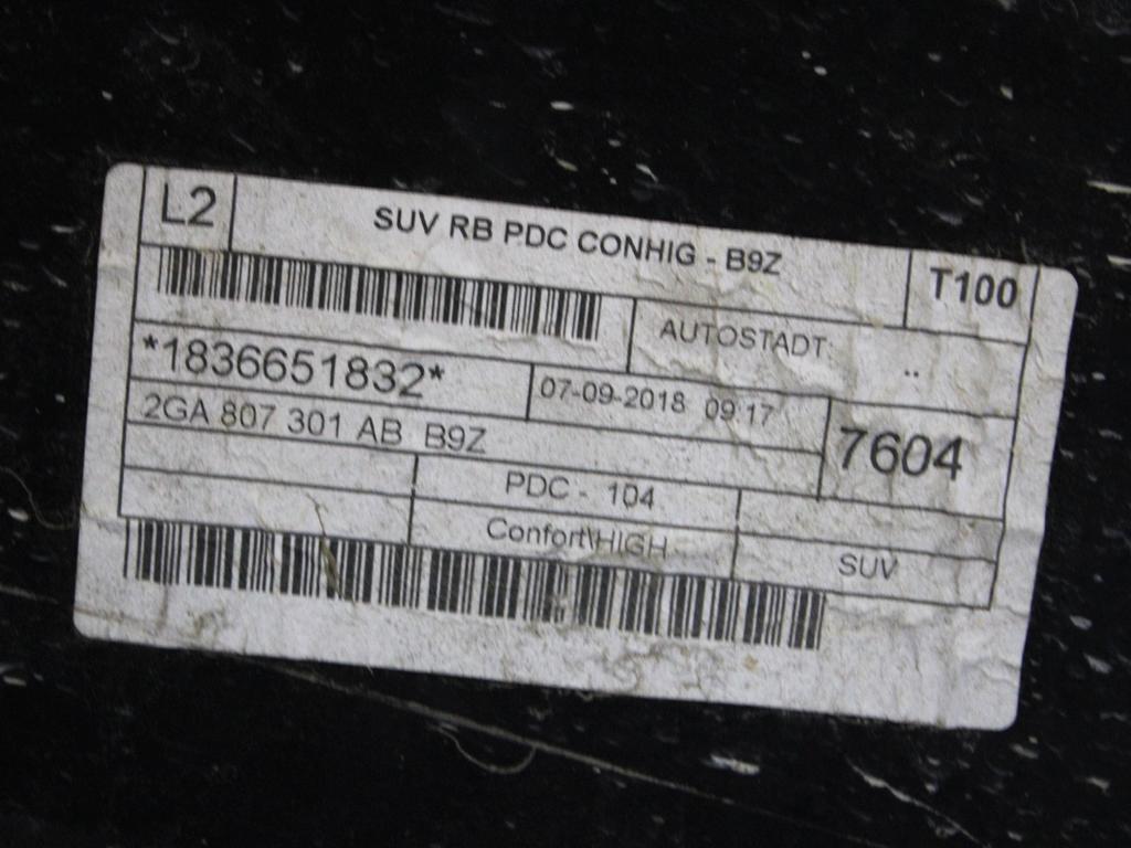 2GA807301AB PARAURTI POSTERIORE VOLKSWAGEN T-ROC 1.0 B 85KW 6M 5P (2018) RICAMBIO USATO DANNEGGIATO