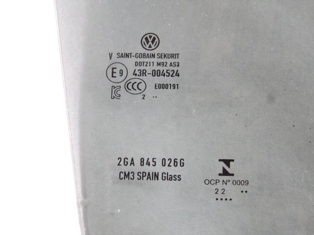 2GA845026G VETRO SCENDENTE PORTA POSTERIORE DESTRA OSCURATO VOLKSWAGEN T-ROC 1.0 B 81KW 6M 5P (2023) RICAMBIO USATO