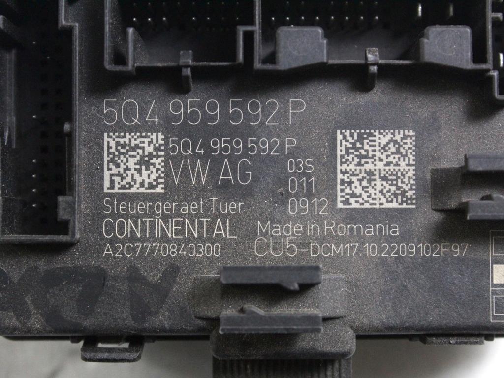 5Q4959592P CENTRALINA PORTA ANTERIORE DESTRA VOLKSWAGEN T-ROC 1.0 B 81KW 6M 5P (2023) RICAMBIO USATO