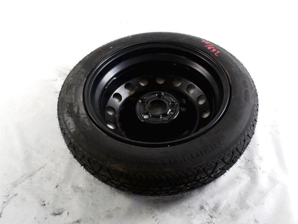46756194 RUOTINO DI SCORTA CONTINENTAL T125/80 R15 95M ALFA ROMEO GT 2.0 B 122KW 5M 3P (2007) RICAMBIO USATO CON CERCHIO IN FERRO DA 15 POLLICI 5 FORI 4,00BX15H ET35 INTERASSE 5X100 