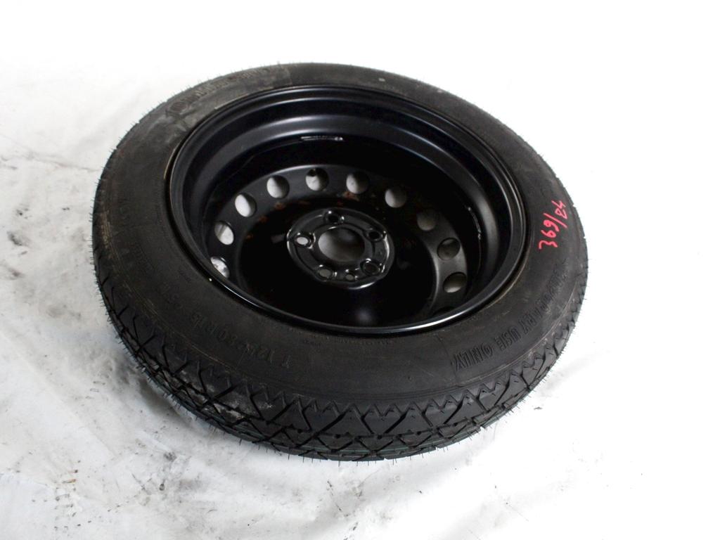 46756194 RUOTINO DI SCORTA CONTINENTAL T125/80 R15 95M ALFA ROMEO GT 2.0 B 122KW 5M 3P (2007) RICAMBIO USATO CON CERCHIO IN FERRO DA 15 POLLICI 5 FORI 4,00BX15H ET35 INTERASSE 5X100 