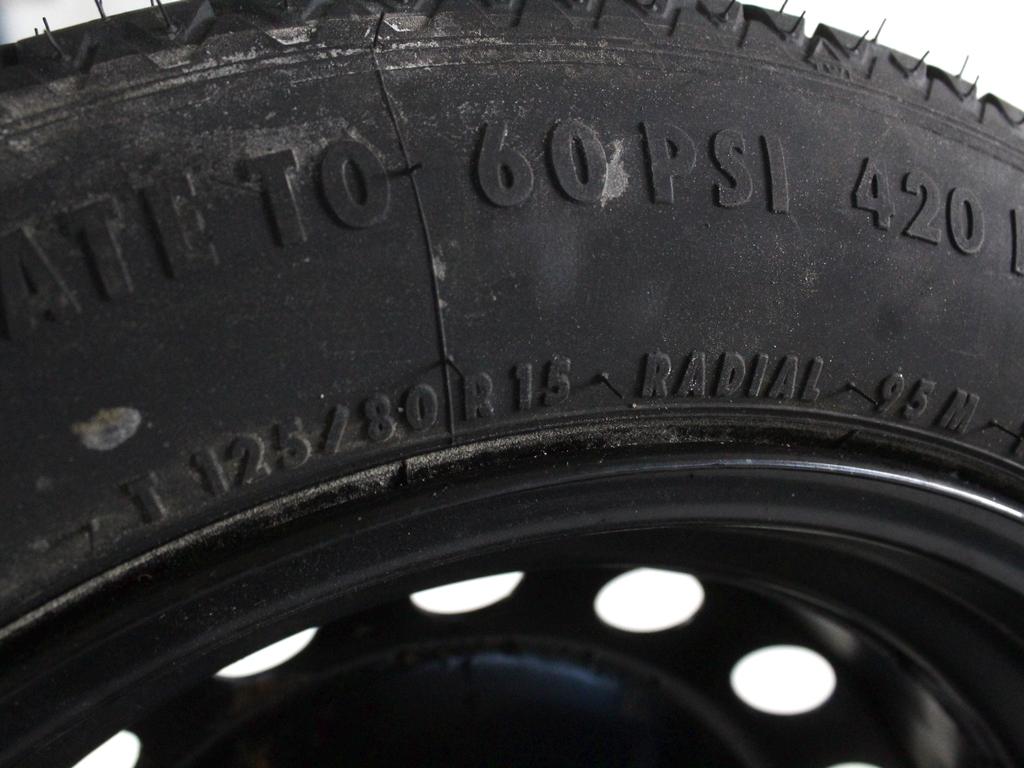 46756194 RUOTINO DI SCORTA CONTINENTAL T125/80 R15 95M ALFA ROMEO GT 2.0 B 122KW 5M 3P (2007) RICAMBIO USATO CON CERCHIO IN FERRO DA 15 POLLICI 5 FORI 4,00BX15H ET35 INTERASSE 5X100 