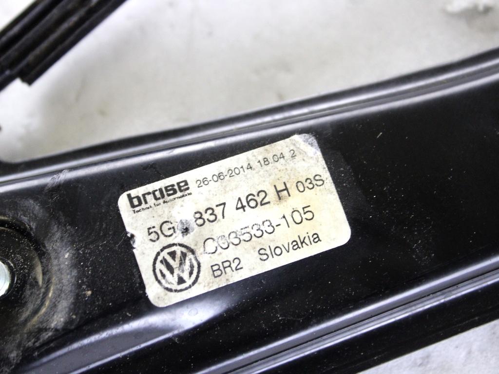 5G837462H MOTORINO MECCANISMO ALZA-VETRO ALZA-CRISTALLO PORTA ANTERIORE DESTRA VOLKSWAGEN GOLF 7 1.6 D 81KW 6M 5P (2014) RICAMBIO USATO 5Q4959802B