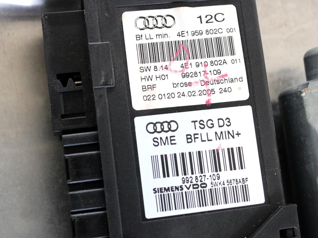 4E0837462B MOTORINO MECCANISMO ALZA-VETRO ALZA-CRISTALLO PORTA ANTERIORE DESTRA AUDI A8 3.0 D 171 KW 4X4 (2005) RICAMBIO USATO 4E1959802F