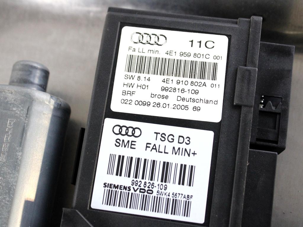 4E0837461B MOTORINO MECCANISMO ALZA-VETRO ALZA-CRISTALLO PORTA ANTERIORE SINISTRA AUDI A8 3.0 D 171 KW 4X4 (2005) RICAMBIO USATO 4E1959801F