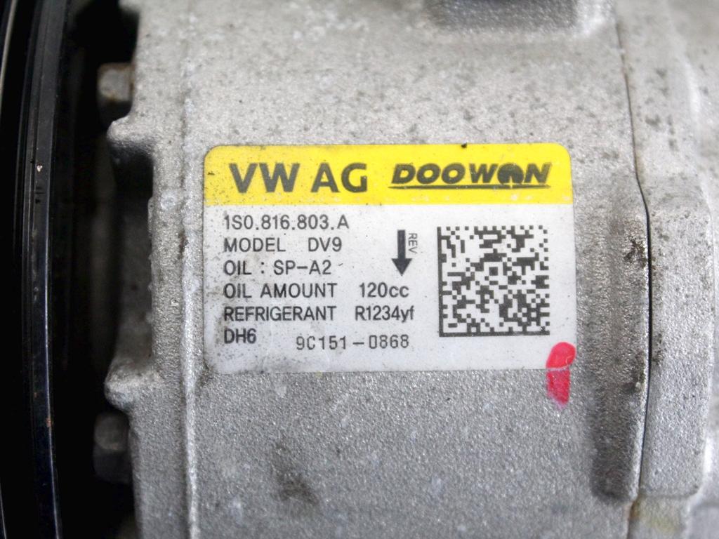 1S0816803A COMPRESSORE CLIMATIZZATORE CLIMA A/C VOLKSWAGEN UP 1.0 M 50KW 5M 5P (2019) RICAMBIO USATO 