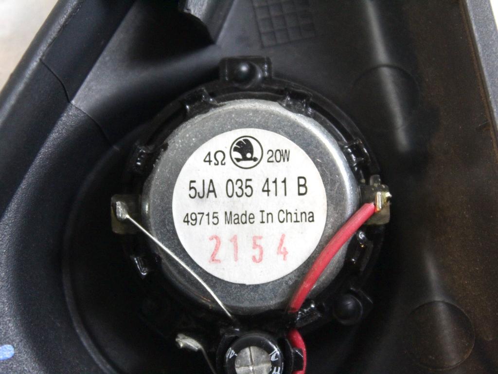5JA035411B SPEAKER TWEETER CASSA ALTOPARLANTE PORTA ANTERIORE SINISTRA SKODA RAPID 1.6 D 66KW 5M 5P (2015) RICAMBIO USATO