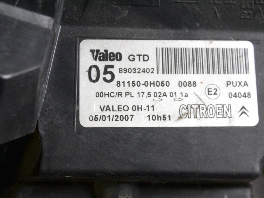 81150-0H050 FARO FANALE ANTERIORE SINISTRO CITROEN C1 1.0 B 50KW 5M 5P (2007) RICAMBIO USATO