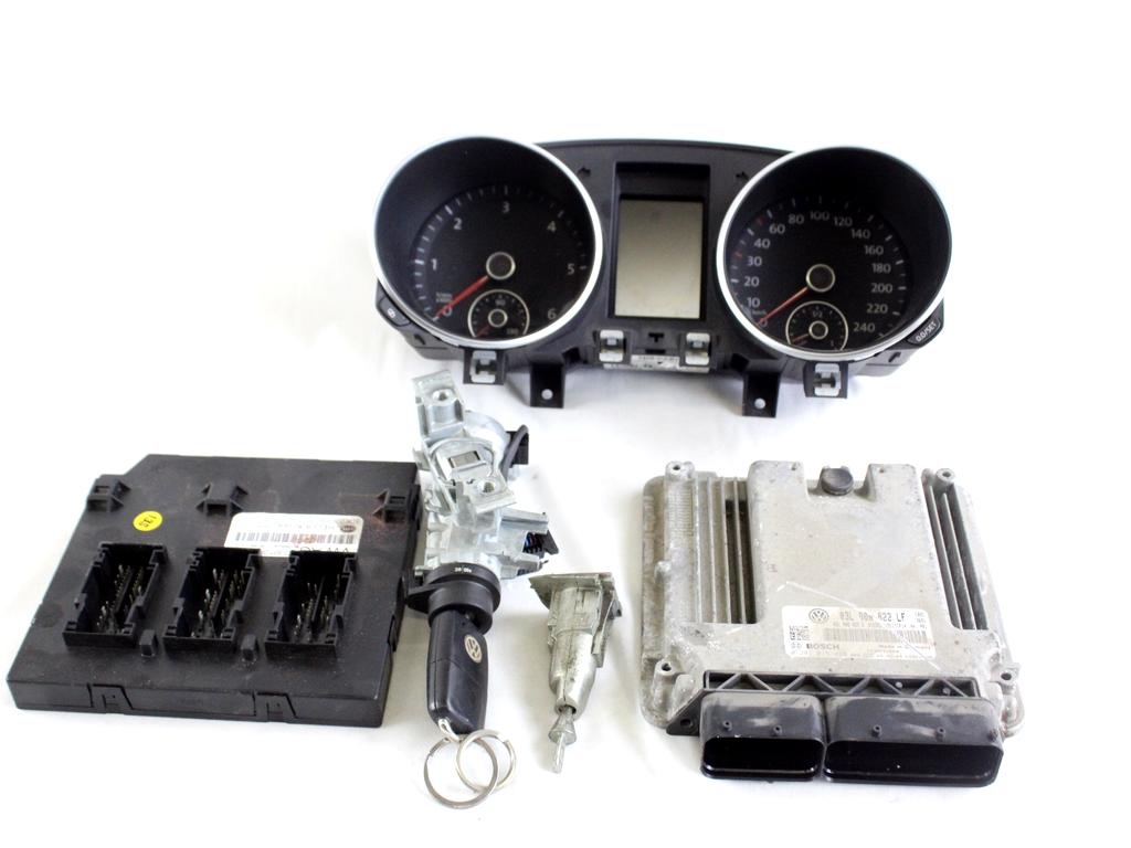 03L906022LF KIT ACCENSIONE AVVIAMENTO VOLKSWAGEN GOLF 6 2.0 D 81KW 5M 5P (2009) RICAMBIO USATO CON CENTRALINA MOTORE, QUADRO STRUMENTI, BLOCCHETTI ACCENSIONE APERTURA CON CHIAVE 1K0937086A 5K0920860E