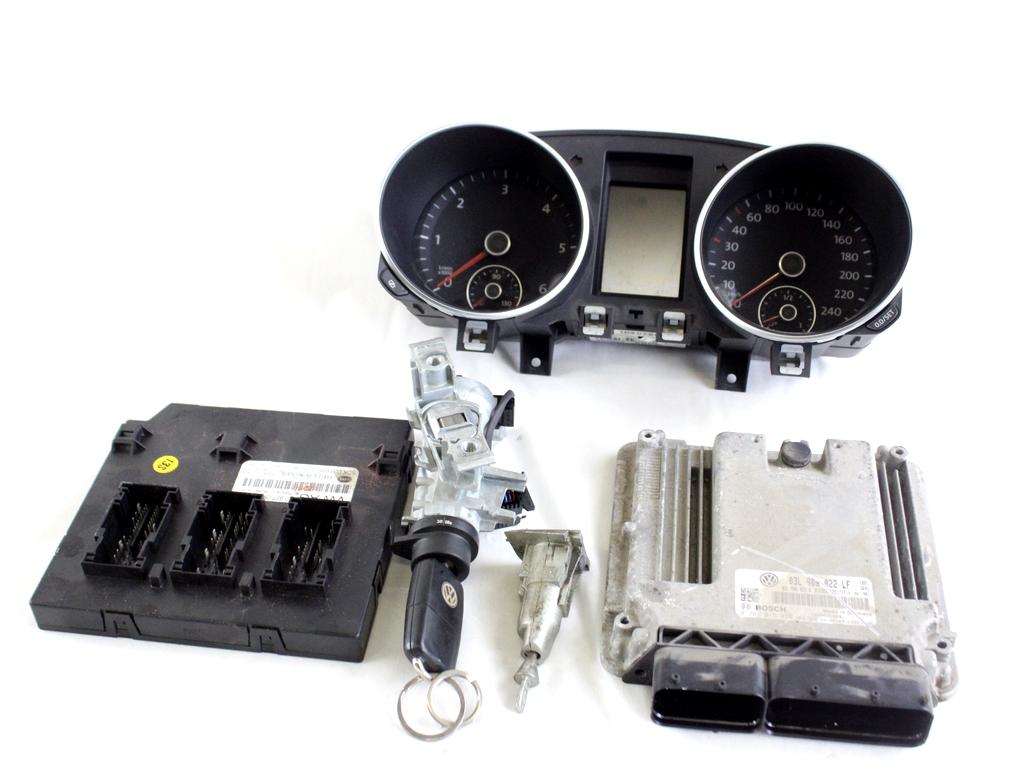 03L906022LF KIT ACCENSIONE AVVIAMENTO VOLKSWAGEN GOLF 6 2.0 D 81KW 5M 5P (2009) RICAMBIO USATO CON CENTRALINA MOTORE, QUADRO STRUMENTI, BLOCCHETTI ACCENSIONE APERTURA CON CHIAVE 1K0937086A 5K0920860E