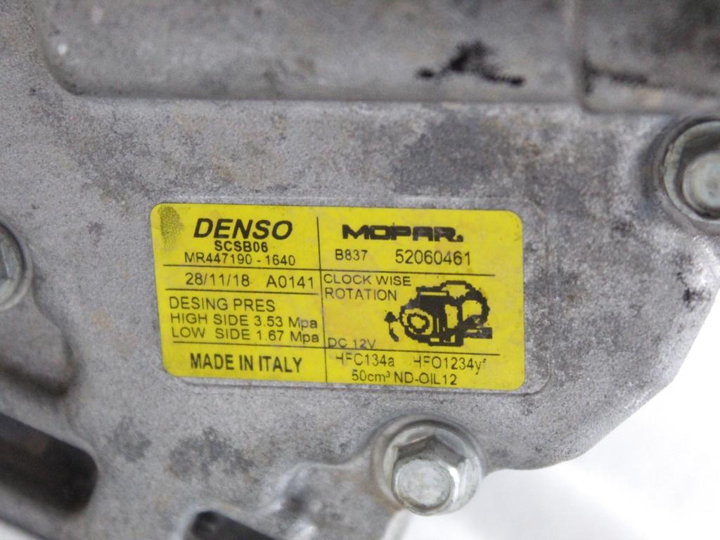 52060461 COMPRESSORE CLIMATIZZATORE CLIMA A/C FIAT PANDA 1.2 B 51KW 5M 5P (2020) RICAMBIO USATO 