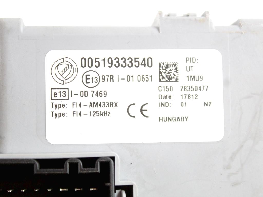 31933467 KIT ACCENSIONE AVVIAMENTO FIAT PANDA 1.2 G 51KW 5M 5P (2013) RICAMBIO USATO CON CENTRALINA MOTORE, BLOCCHETTI ACCENSIONE APERTURA CON CHIAVE 51800628 51933354