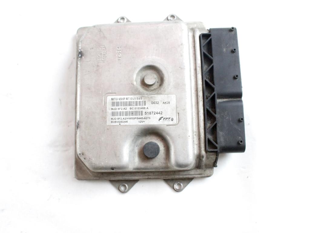 51872442 KIT ACCENSIONE AVVIAMENTO ALFA ROMEO MITO 1.3 D 70KW 6M 3P (2010) RICAMBIO USATO CON CENTRALINA MOTORE, BLOCCHETTI ACCENSIONE APERTURA CON CHIAVE 50518121