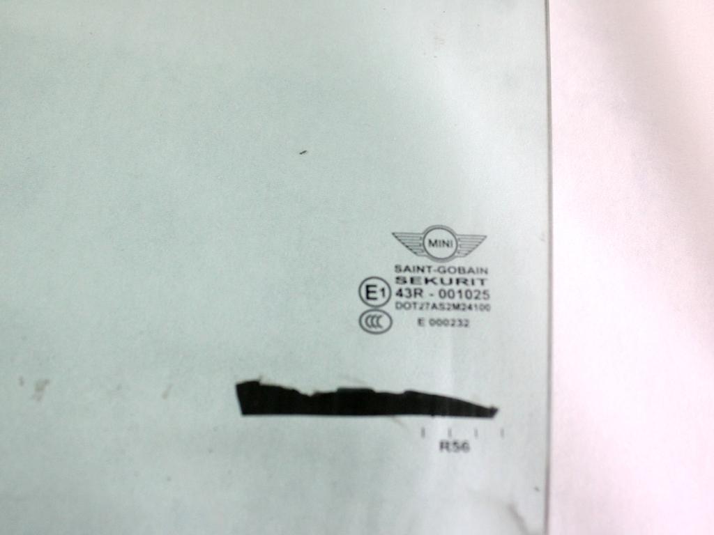 51337147395 VETRO SCENDENTE PORTA ANTERIORE SINISTRA MINI ONE R56 1.4 B 70KW 3P (2007) RICAMBIO USATO