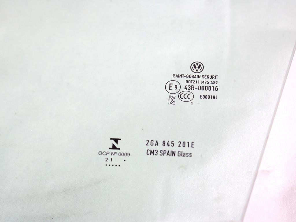 2GA845201E VETRO SCENDENTE PORTA ANTERIORE SINISTRA VOLKSWAGEN T-ROC 1.0 B 81KW 6M 5P (2023) RICAMBIO USATO