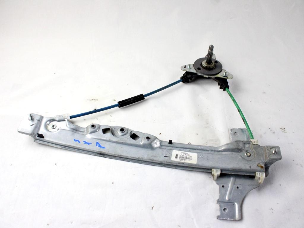 9673153980 MECCANISMO ALZA-VETRO ALZA-CRISTALLO PORTA POSTERIORE SINISTRA MANUALE PEUGEOT 208 1.6 D 55KW 5M 5P (2017) RICAMBIO USATO