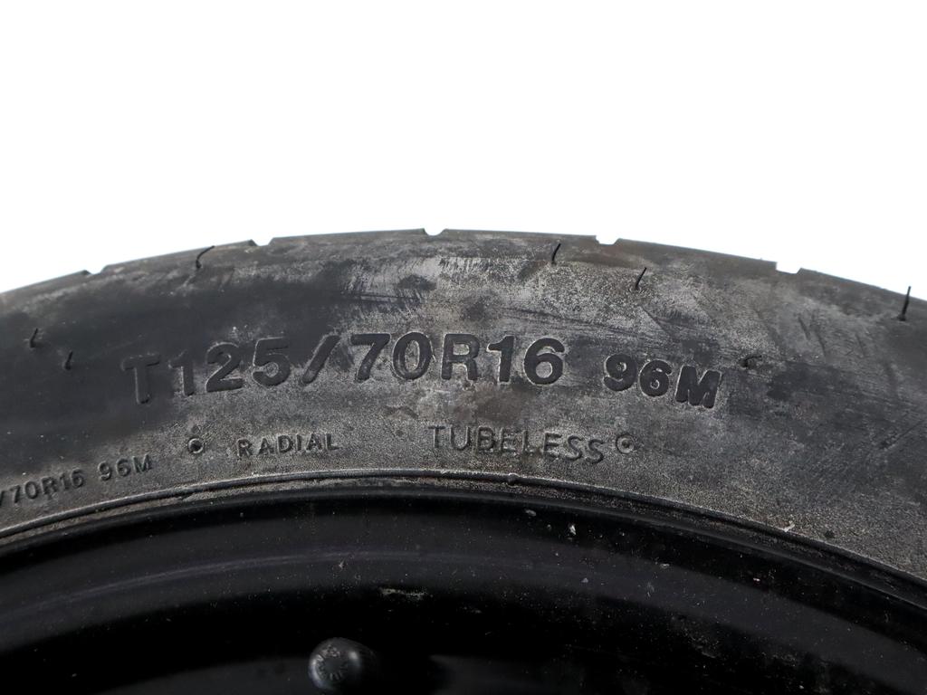 1K0601027AQ RUOTINO DI SCORTA HANKOOK T125/70 R16 96M VOLKSWAGEN GOLF 7 2.0 D 110KW 6M 5P (2013) RICAMBIO USATO CON CERCHIO IN FERRO DA 16 POLLICI 5 FORI 3,5JX16H2 ET25,5 INTERASSE 5X112