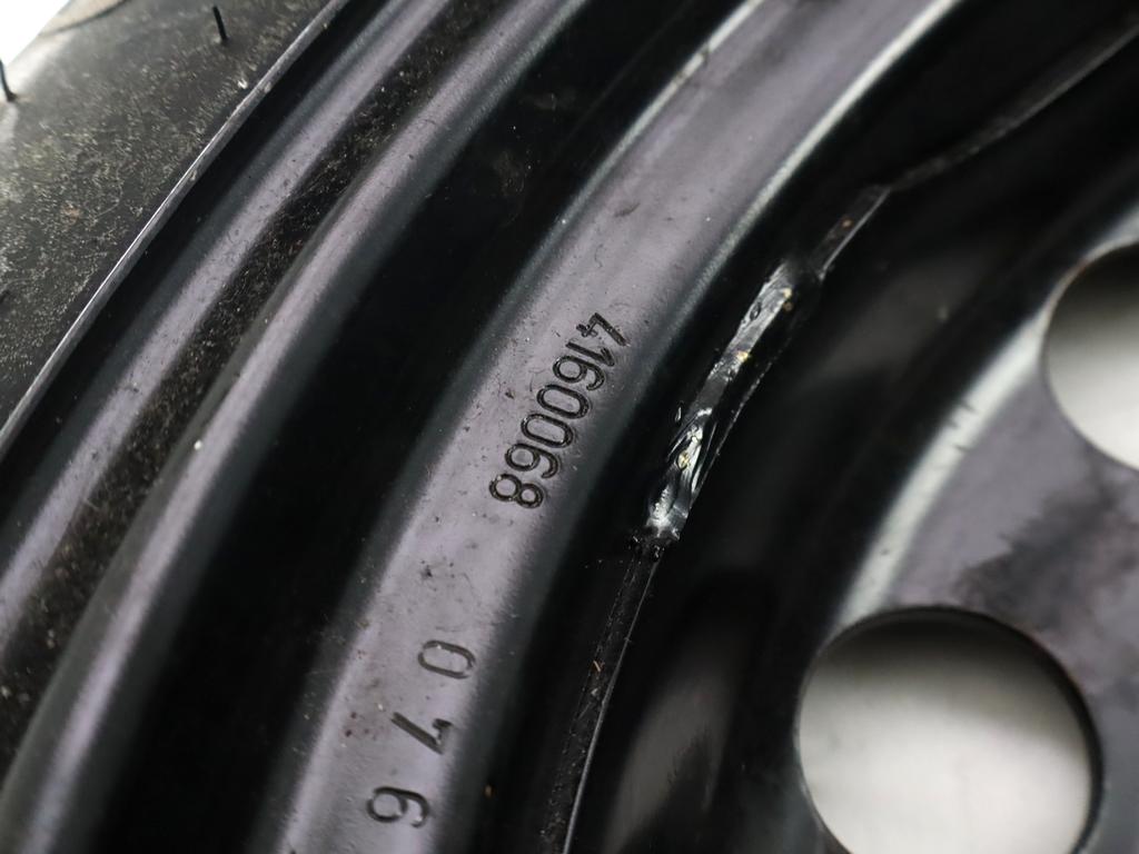 1K0601027AQ RUOTINO DI SCORTA HANKOOK T125/70 R16 96M VOLKSWAGEN GOLF 7 2.0 D 110KW 6M 5P (2013) RICAMBIO USATO CON CERCHIO IN FERRO DA 16 POLLICI 5 FORI 3,5JX16H2 ET25,5 INTERASSE 5X112