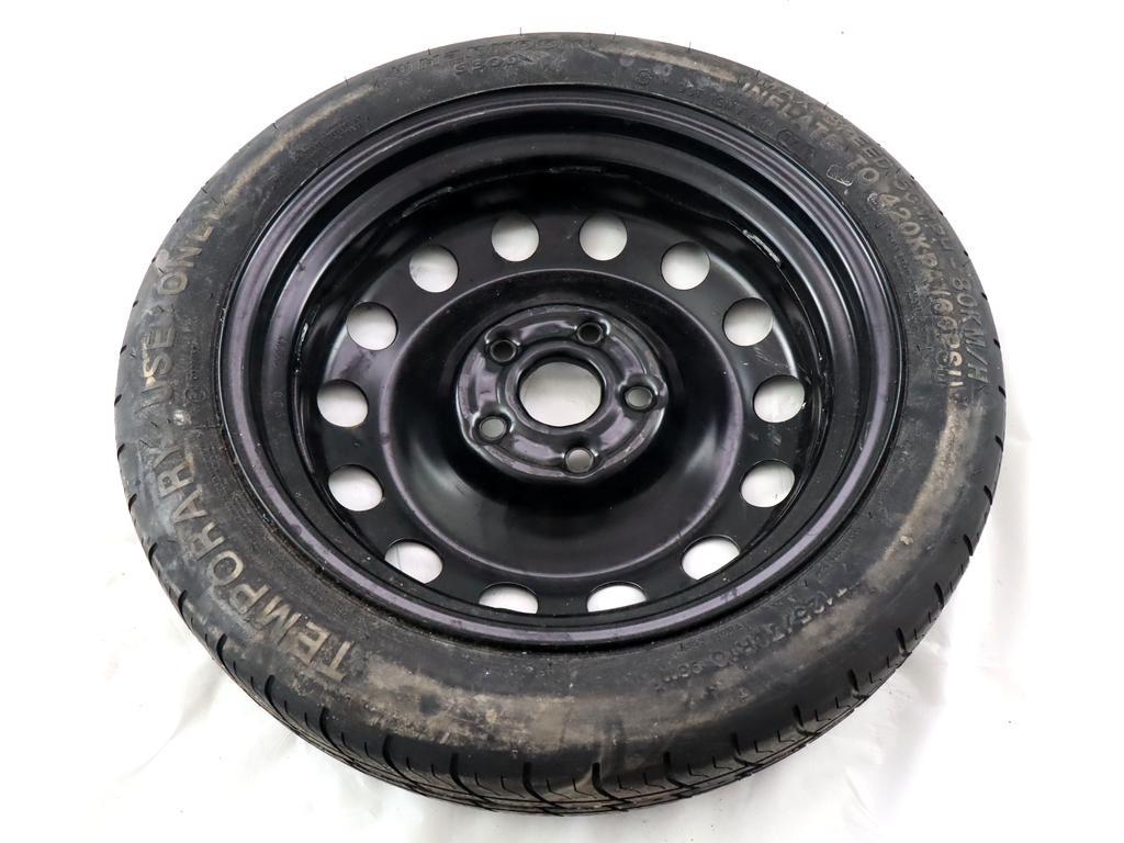 1K0601027AQ RUOTINO DI SCORTA HANKOOK T125/70 R16 96M VOLKSWAGEN GOLF 7 2.0 D 110KW 6M 5P (2013) RICAMBIO USATO CON CERCHIO IN FERRO DA 16 POLLICI 5 FORI 3,5JX16H2 ET25,5 INTERASSE 5X112