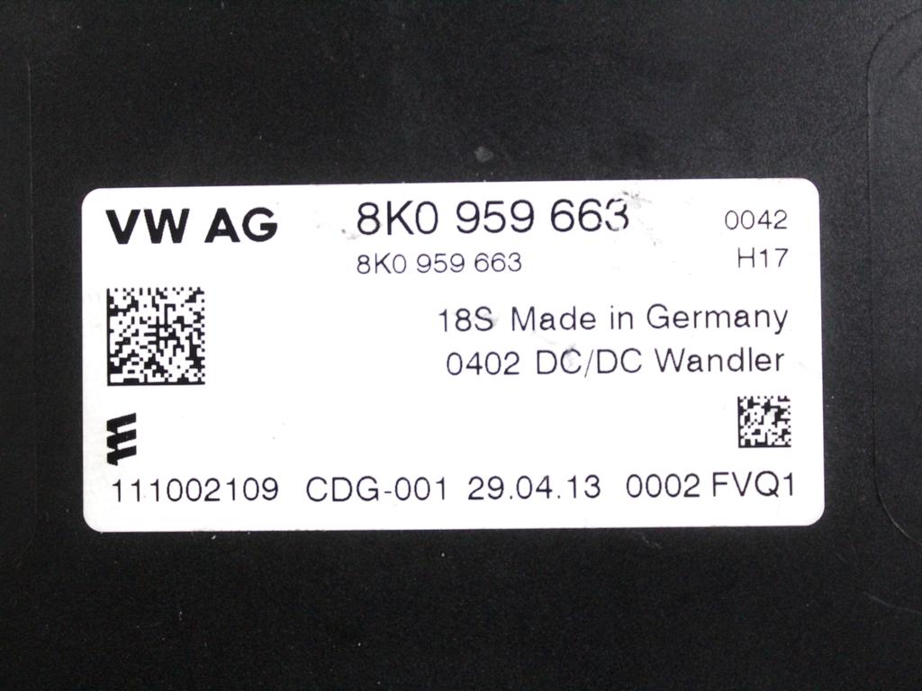 8K0959663 CENTRALINA START AND STOP AUDI A5 SPORTBACK 2.0 D 130KW 4X4 5P AUT (2013) RICAMBIO USATO