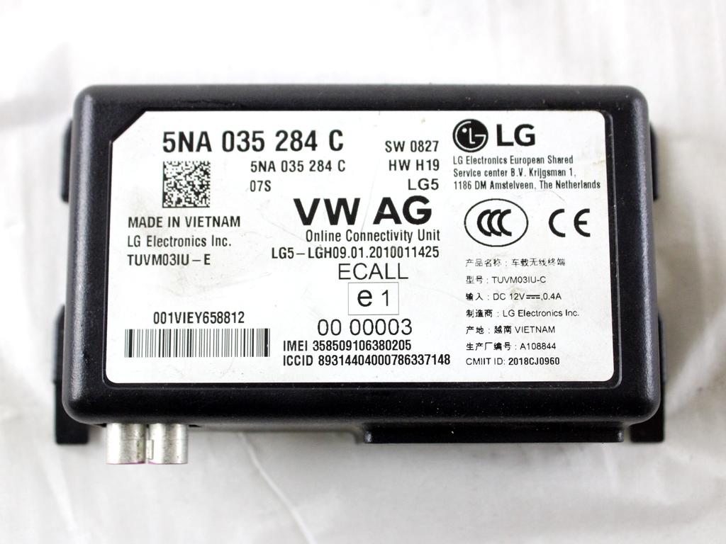 5NA035284C CENTRALINA ANTENNA RICEVITORE TELECOMANDO KEYLESS VOLKSWAGEN T-ROC 1.5 B 110KW AUT 5P (2020) RICAMBIO USATO 