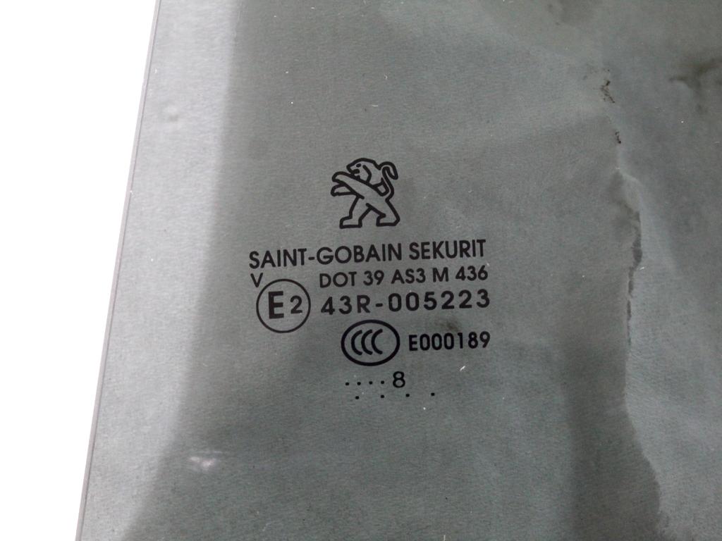 9677869080 VETRO SCENDENTE PORTA POSTERIORE SINISTRA OSCURATO PEUGEOT 308 1.5 D 96KW 6M 5P (2018) RICAMBIO USATO 