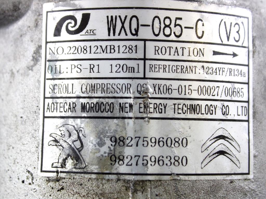9827596080 COMPRESSORE CLIMATIZZATORE CLIMA A/C OPEL CORSA F 1.2 B 74KW 6M 5P (2022) RICAMBIO USATO 