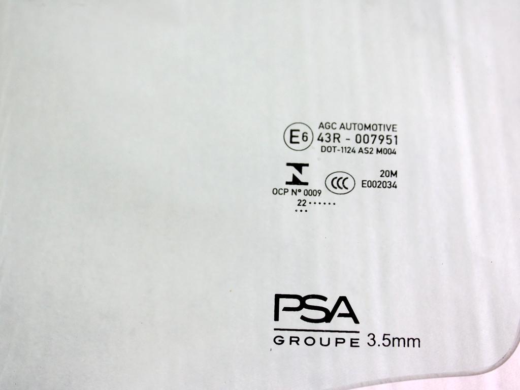 9823169880 VETRO SCENDENTE PORTA ANTERIORE SINISTRA OPEL CORSA F 1.2 B 74KW 6M 5P (2022) RICAMBIO USATO 