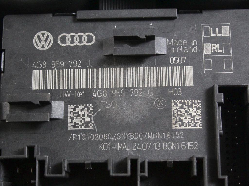4G8959792J CENTRALINA PORTA ANTERIORE SINISTRA AUDI A6 C7 SW 2.0 D 130KW 6M 5P (2013) RICAMBIO USATO
