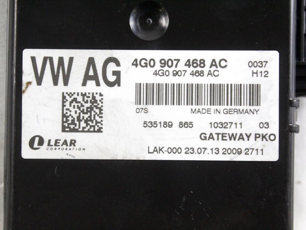 4G0907468AC CENTRALINA GATEWAY AUDI A6 C7 SW 2.0 D 130KW 6M 5P (2013) RICAMBIO USATO