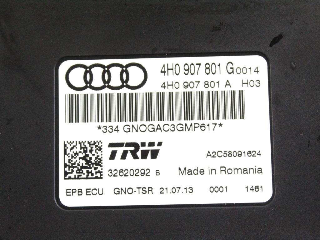 4H0907801G CENTRALINA FRENO DI STAZIONAMENTO A MANO ELETTRICO AUDI A6 C7 SW 2.0 D 130KW 6M 5P (2013) RICAMBIO USATO