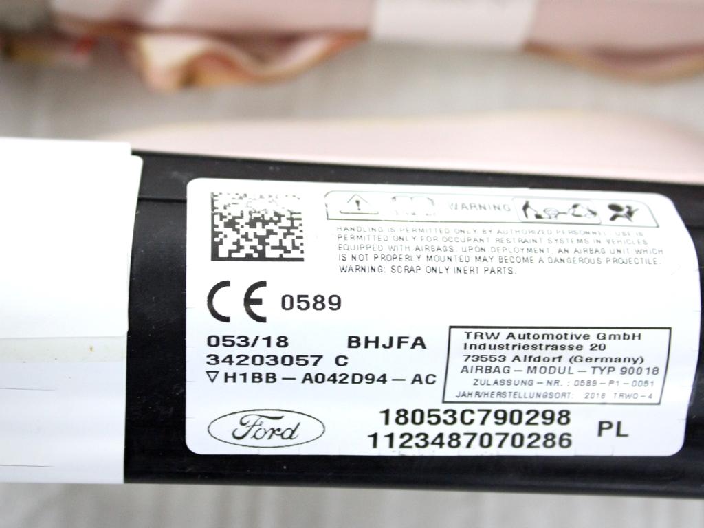 H1BB-A042D94-AC AIRBAG LATERALE A TENDINA LATO DESTRO FORD FIESTA 1.5 D 63KW 6M 5P (2018) RICAMBIO USATO