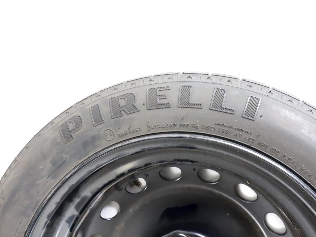 52101548 RUOTINO DI SCORTA PIRELLI T125/80 R15 95M LANCIA MUSA 1.3 D 66KW 5M 5P (2008) RICAMBIO USATO INTERASSECON CERCHIO IN FERRO  DA 15 POLLICI 4 FORI 4,00BX15H ET35 4X98