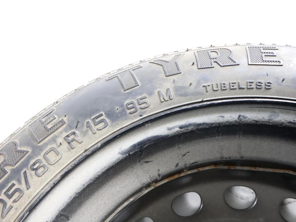 52101548 RUOTINO DI SCORTA PIRELLI T125/80 R15 95M LANCIA MUSA 1.3 D 66KW 5M 5P (2008) RICAMBIO USATO INTERASSECON CERCHIO IN FERRO  DA 15 POLLICI 4 FORI 4,00BX15H ET35 4X98